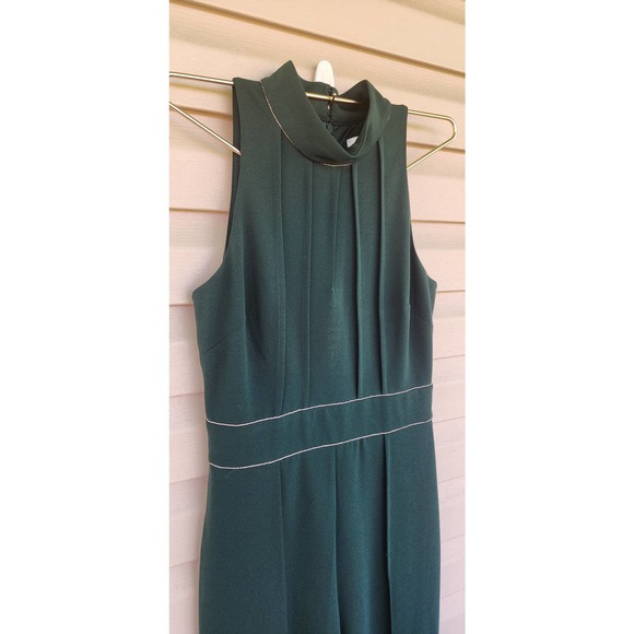 NWOT NEW Badgley Mischka Platinum Emerald Green Wide Leg Jumpsuit Size 4 - Picture 3 of 16